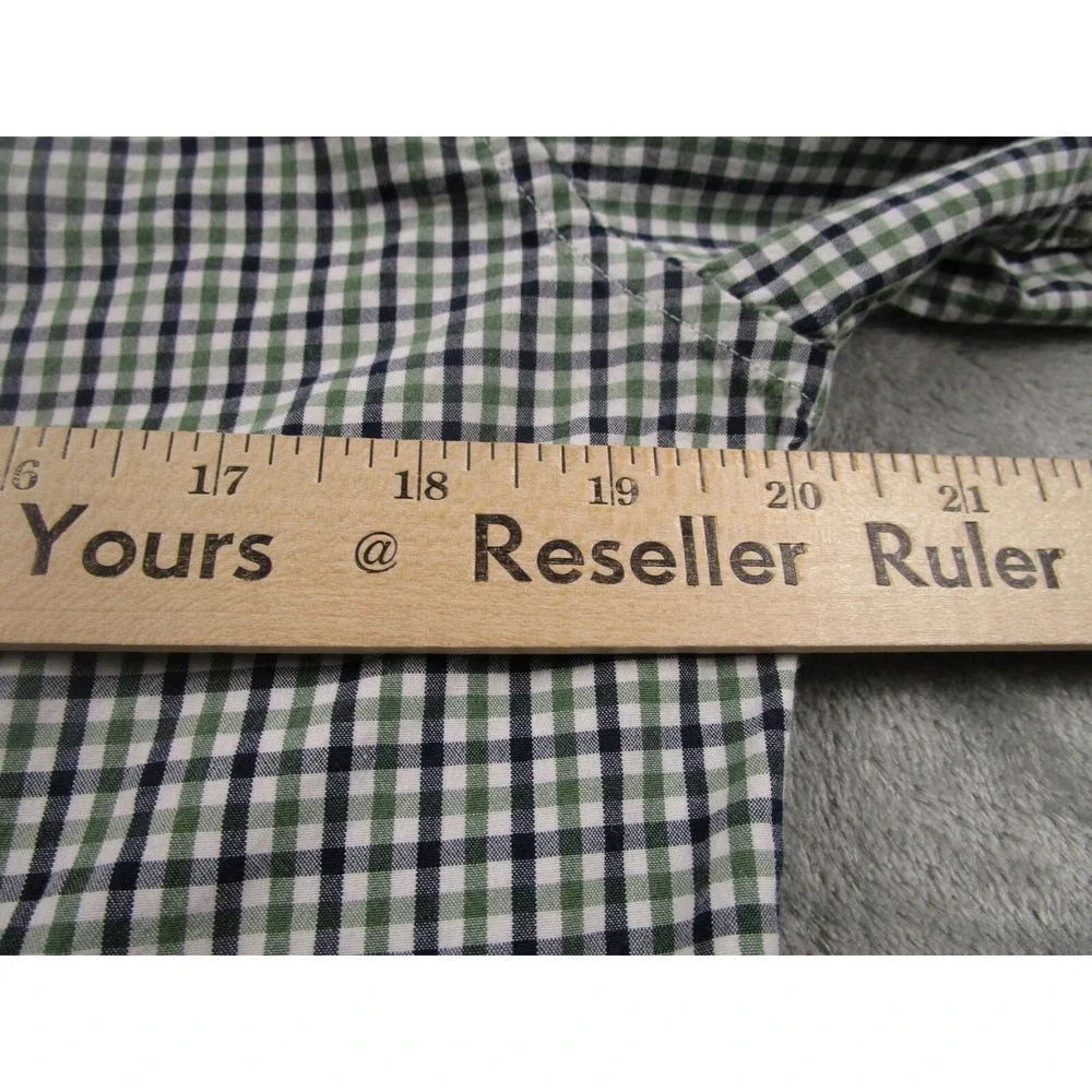 J Crew Shirt Mens‎ Medium Green Checked Preppy Casual Button Up Cotton